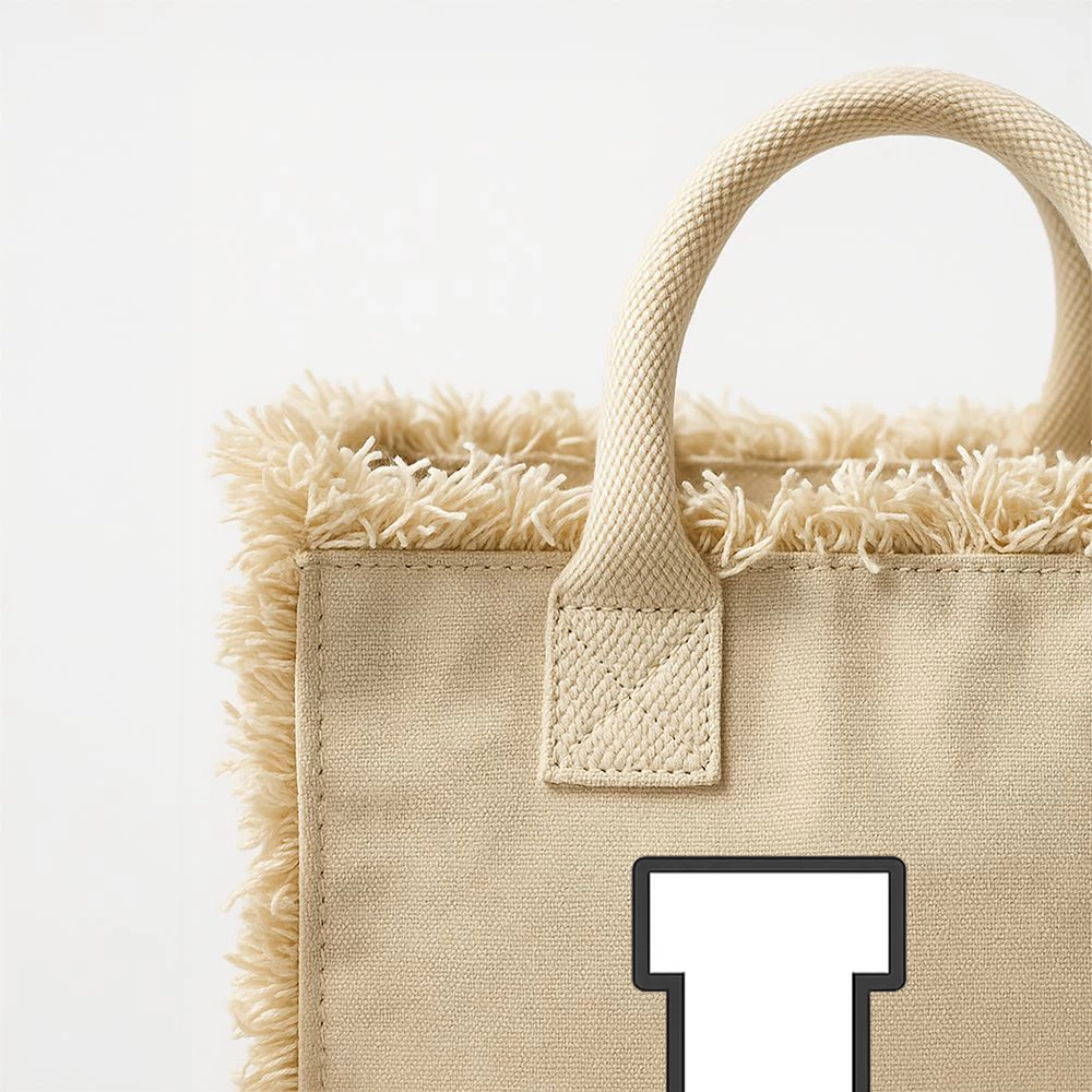 Sacoșă din bumbac 450 g/m² cu franjuri și fermoar – Love in B&W (Valentine’s Day)