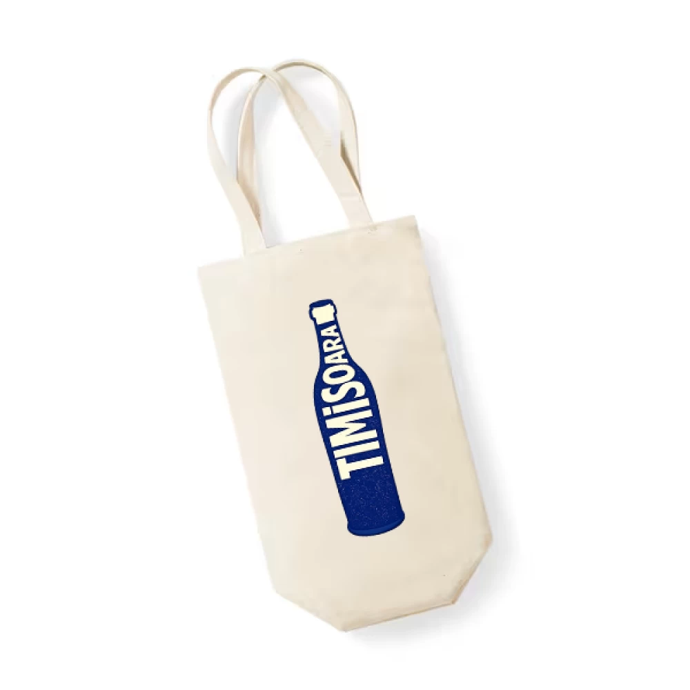 Sacoșă bumbac pentru sticlă vin – București / Timișoara