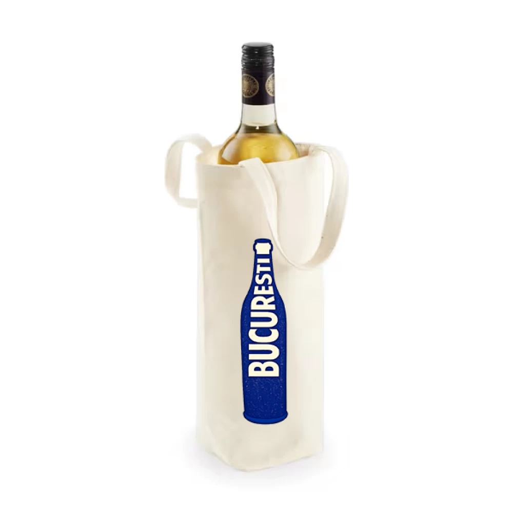 Sacoșă bumbac pentru sticlă vin – București / Timișoara