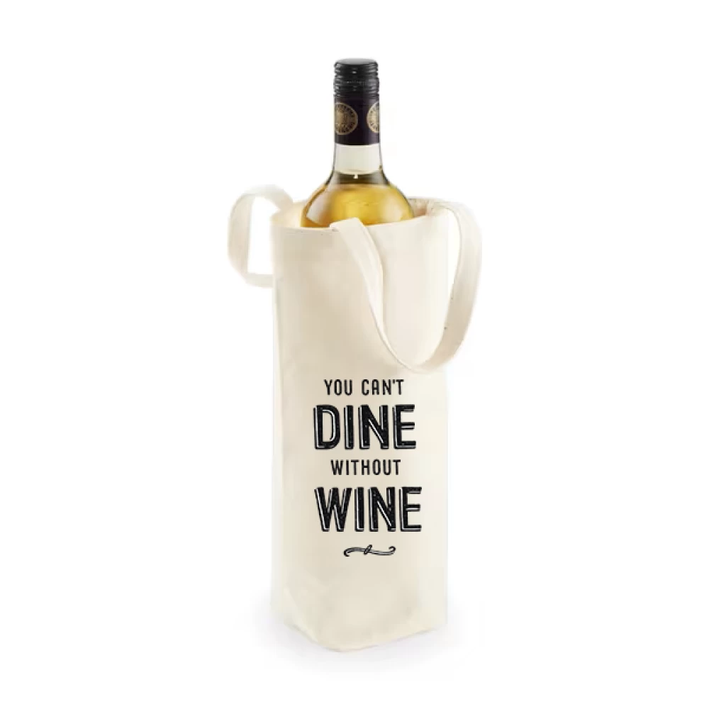 Sacoșă bumbac pentru sticlă vin – You Can’t Dine Without Wine