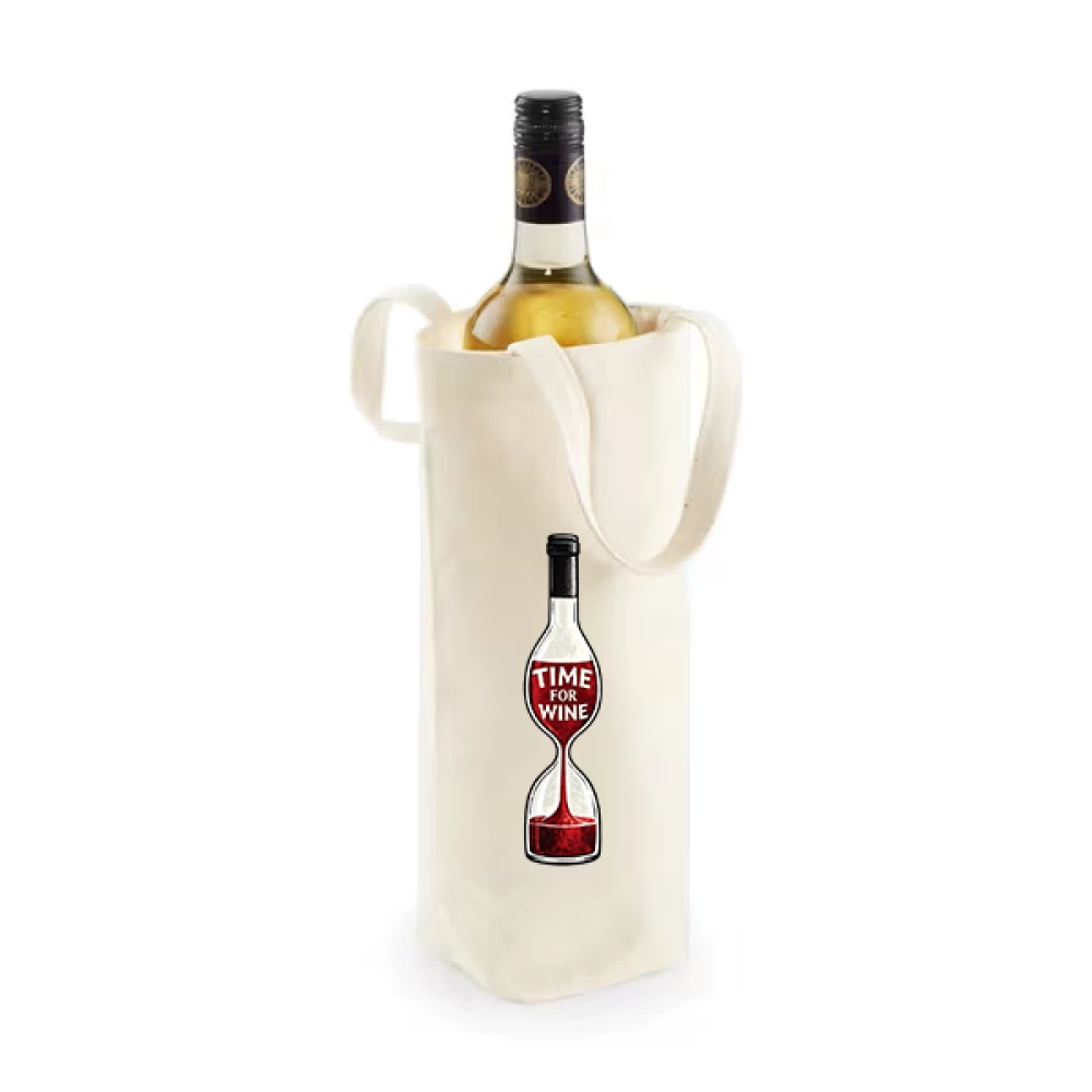 Sacoșă bumbac pentru sticlă vin – Time for Wine