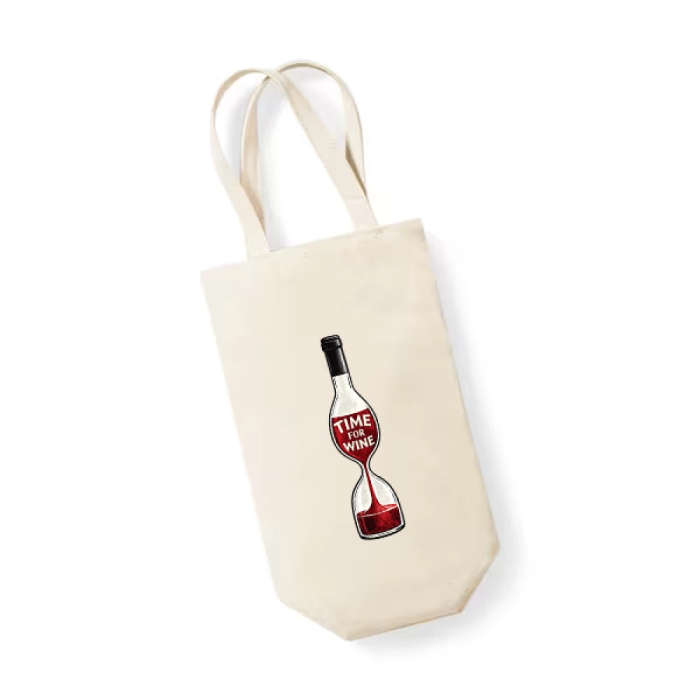 Sacoșă bumbac pentru sticlă vin – Time for Wine