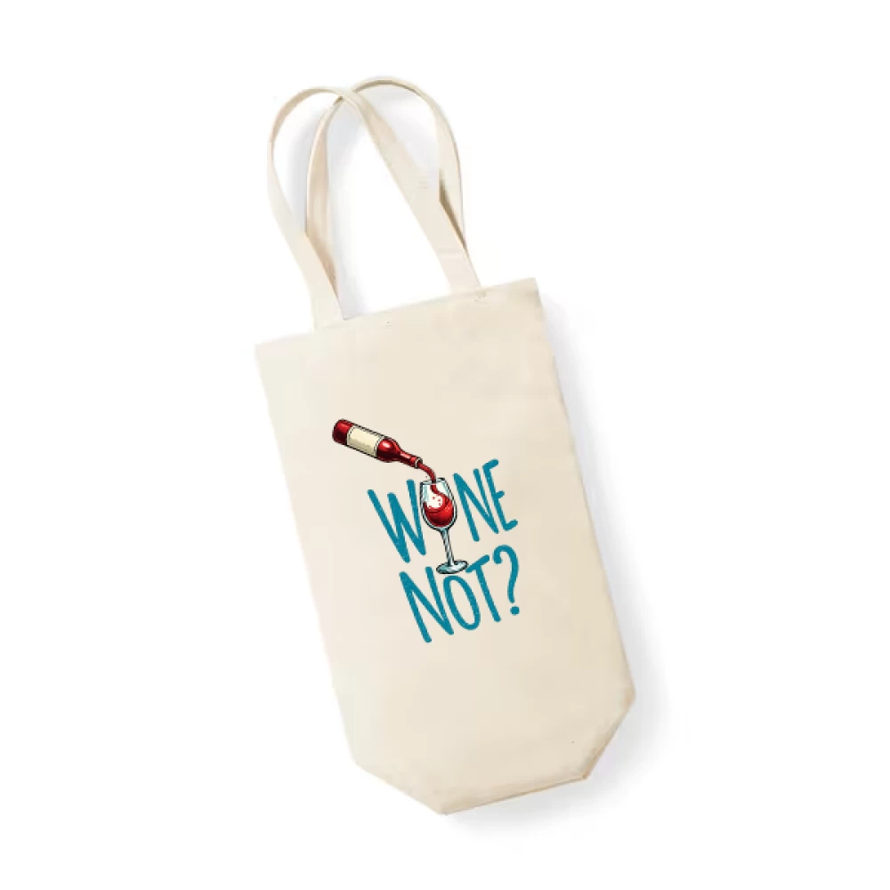 Sacoșă bumbac pentru sticlă vin – Wine Not?