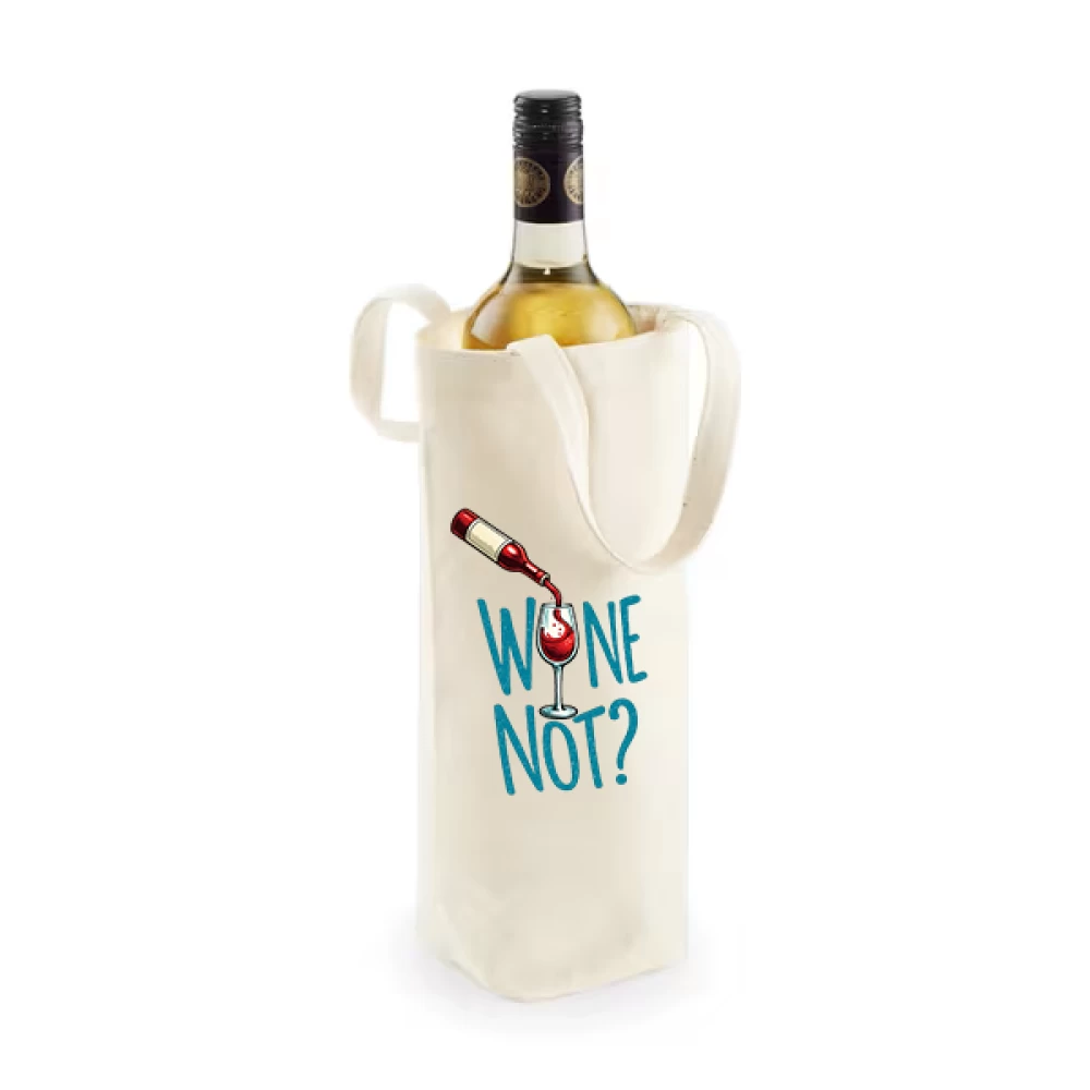 Sacoșă bumbac pentru sticlă vin – Wine Not?